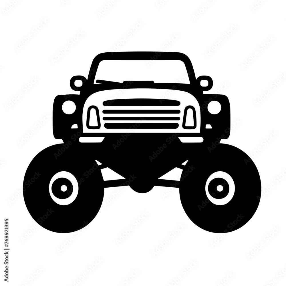 Simple monster truck isolated black icon
