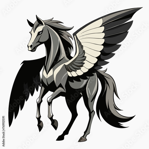 Horse , horse with full open wings