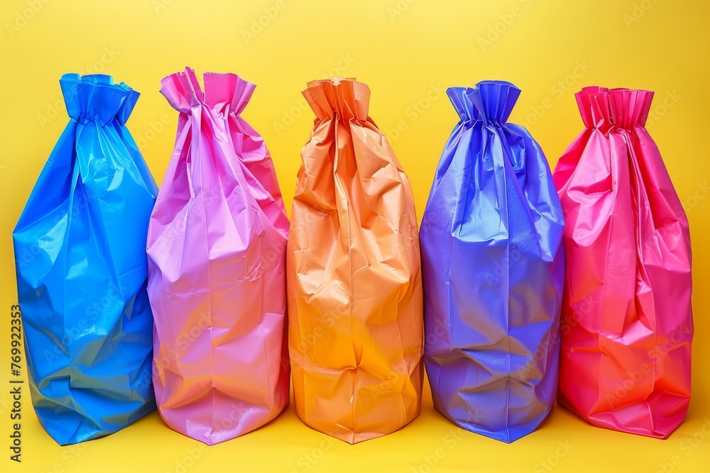 Assorted Bags on Yellow Background