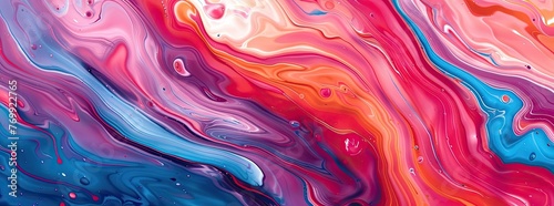 Abstract background with a colorful liquid marble texture, in the style of oil painting.