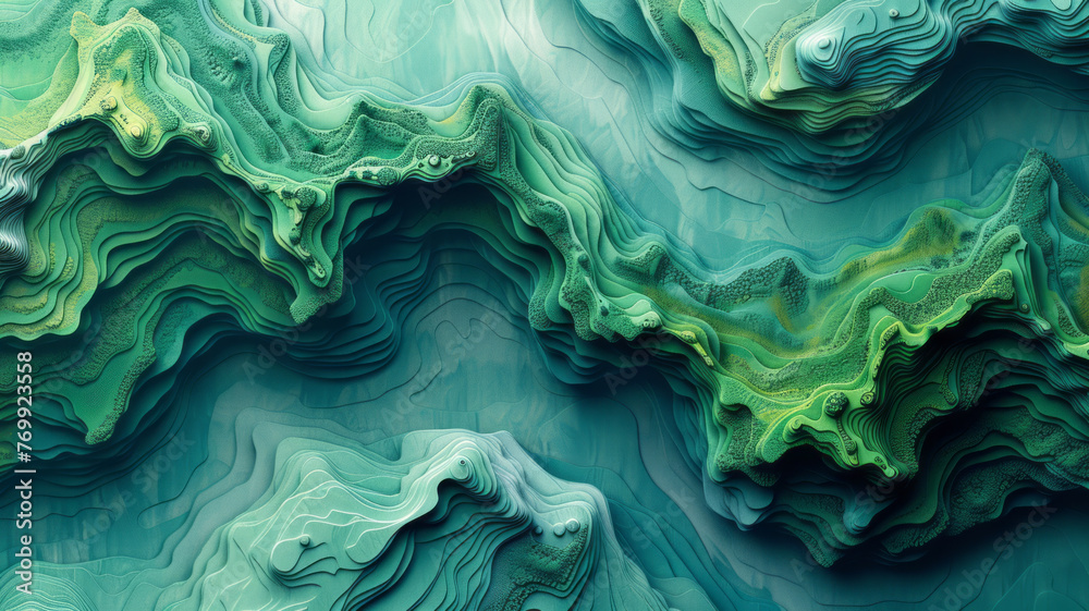 Obraz premium Graphic design, cover, river, ecology, line, abstract, clean, blue-green color scheme,generative ai