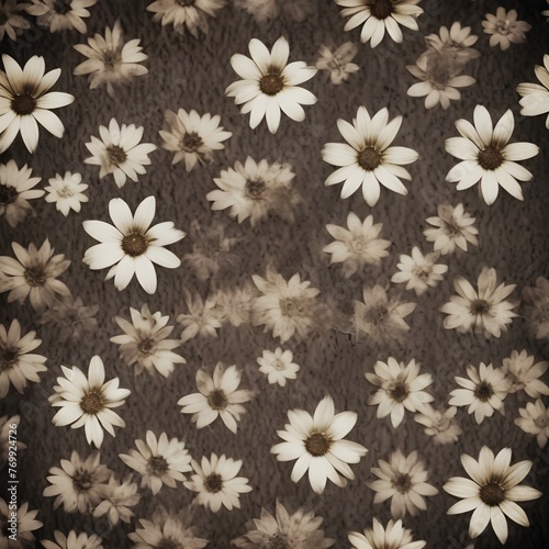 vintage art black and white daisies