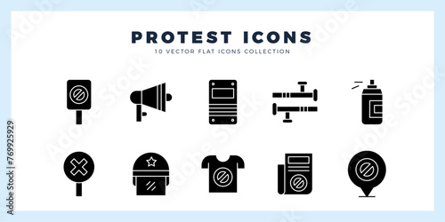 10 Protest Glyph icon pack. vector illustration.