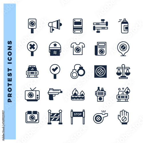 25 Protest Lineal Fill icon pack. vector illustration.