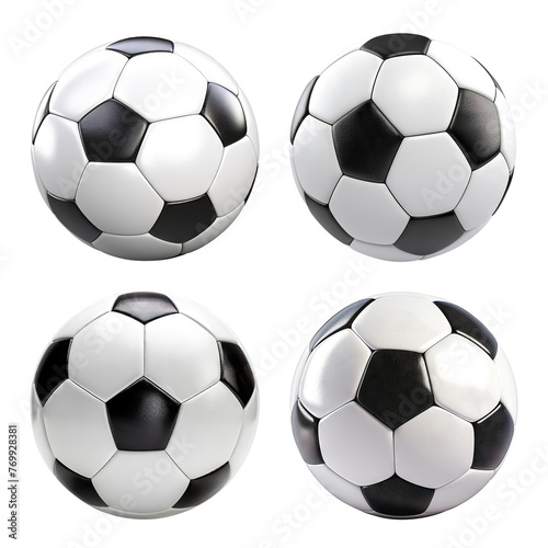 Set of soccer football balls cut out