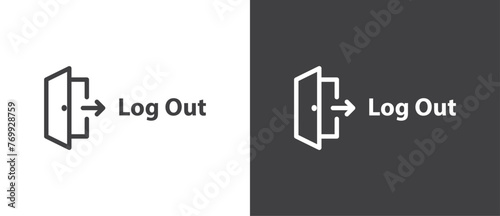 Logout icon. close door symbol in trendy flat style, logout icons isolated in black and white background.