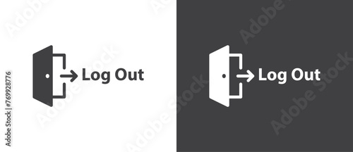 Flat icon of Log out. Close door symbol in trendy flat style, logout icons isolated in black and white background.