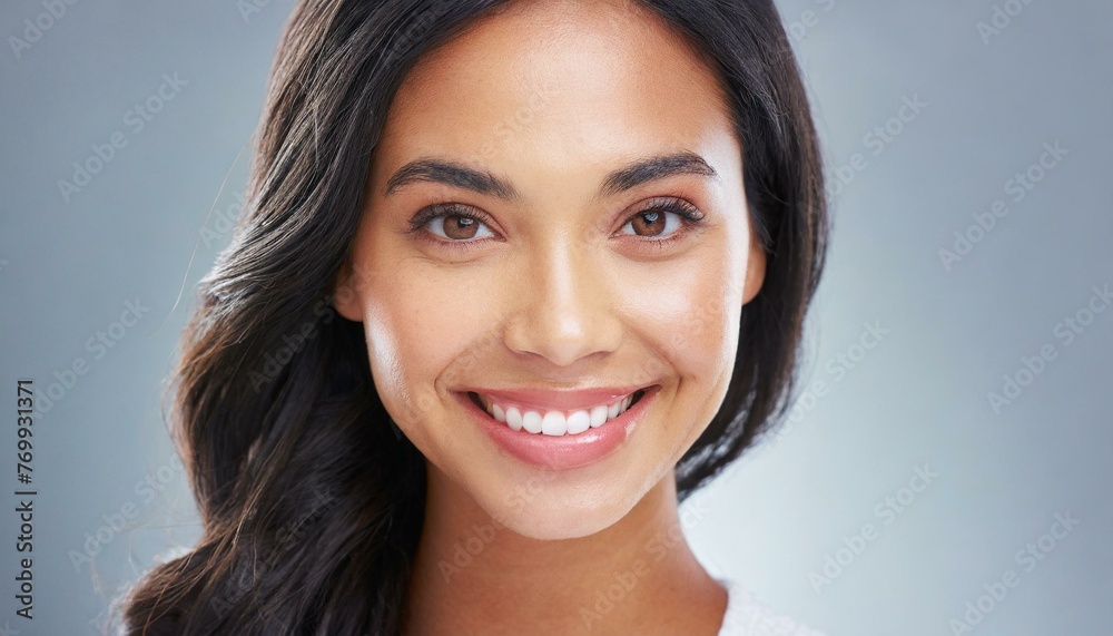 Woman, portrait and closeup with face for skincare, facial and cosmetics. Female person, Canadian lady and smile for wellness, spa and wellbeing in luxury, beauty treatment and natural glow Woman, portrait and closeup with face for skincare, facial and cosmetics. Female person, Canadian lady and smile for wellness, spa and wellbeing in luxury, beauty treatment and natural glow