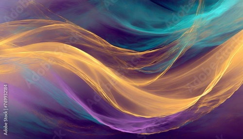 waves of neon swirling blue and purple smoke dark abstract background