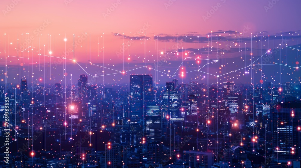 Fototapeta premium Wireless Horizons: Mapping the Pathways of Progress