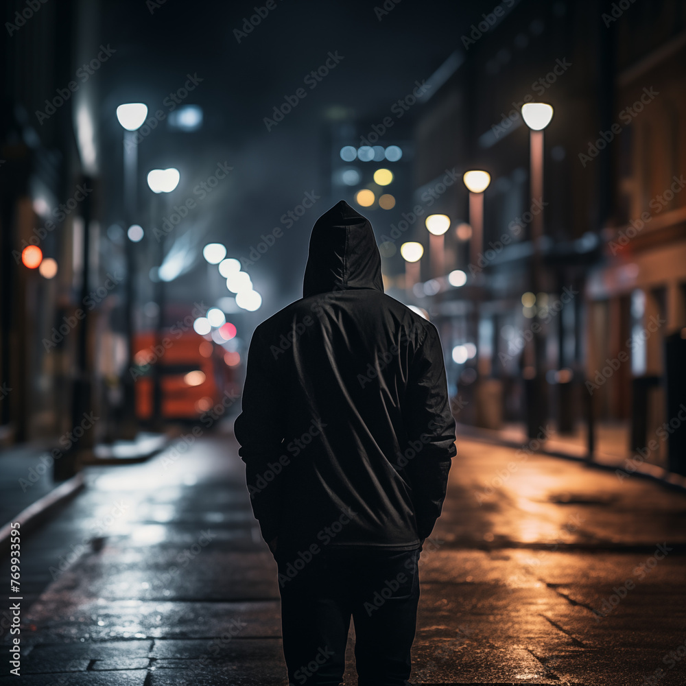Lonely person walking in London Lonely person walking in London