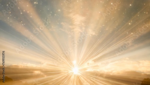 gold light rays and stars abstract background