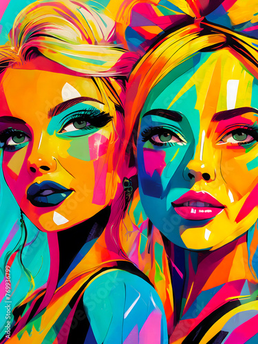 Colourful PopArt Illustration Of A Female Model