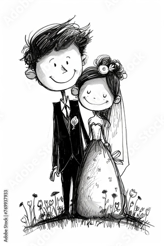wedding card wedding couple funny cartoon character