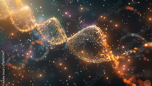 Abstract 3D DNA Helix in Low Poly Style. A 3D abstract design of a DNA helix in a low poly style, with a wireframe structure.