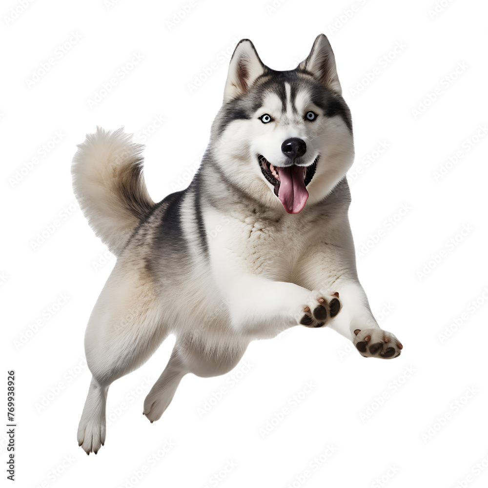 Happy Siberian dog on transparent background PNG