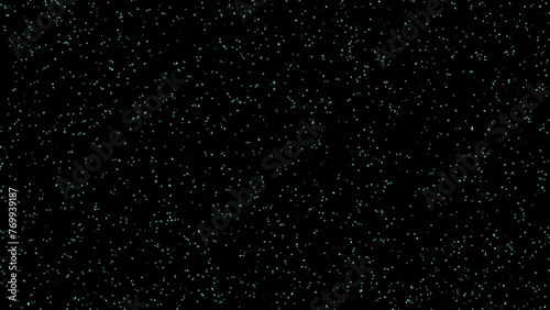 Seamless video loop of very small blue particles moving randomly on black background 