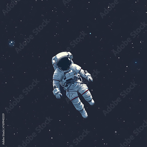 Cartoon picture of an astronaut flying in space.