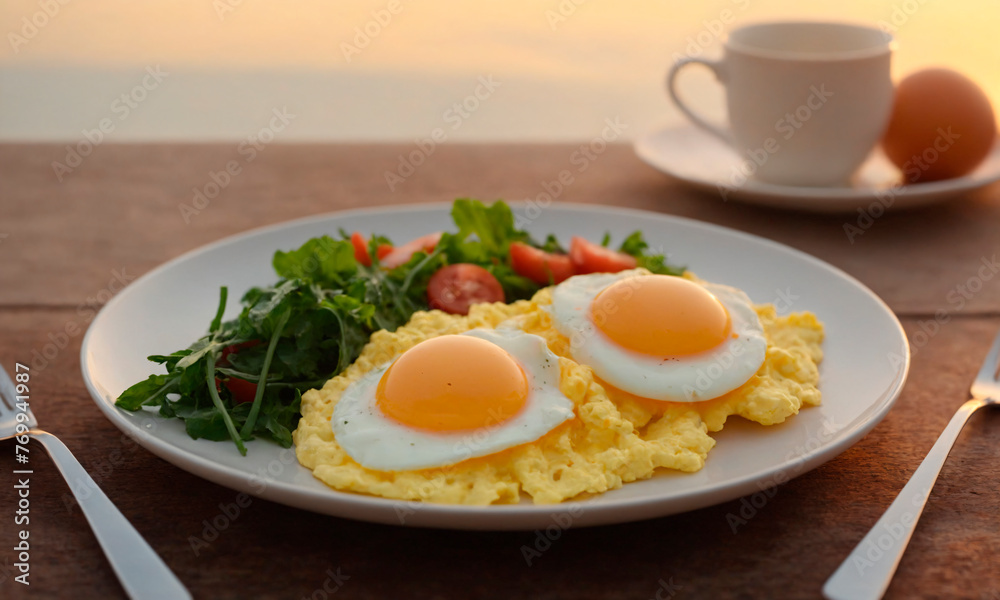 A plate of food featuring a fried egg on top, showcasing a hearty and satisfying meal. A plate of food featuring a fried egg on top, showcasing a hearty and satisfying meal.