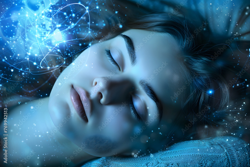 Woman Sleeping Peacefully. sleep tracking, health optimization