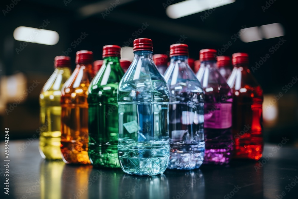 multi-colored plastic bottles on the table