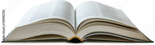  An open book and pages with printed text are lying on a table on a light background generated by artificial intelligence,Generated by AI