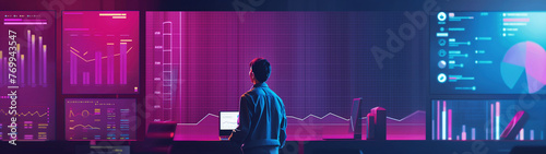 Technical data analysis to maximize a company's profits, banner, created with generative AI technology