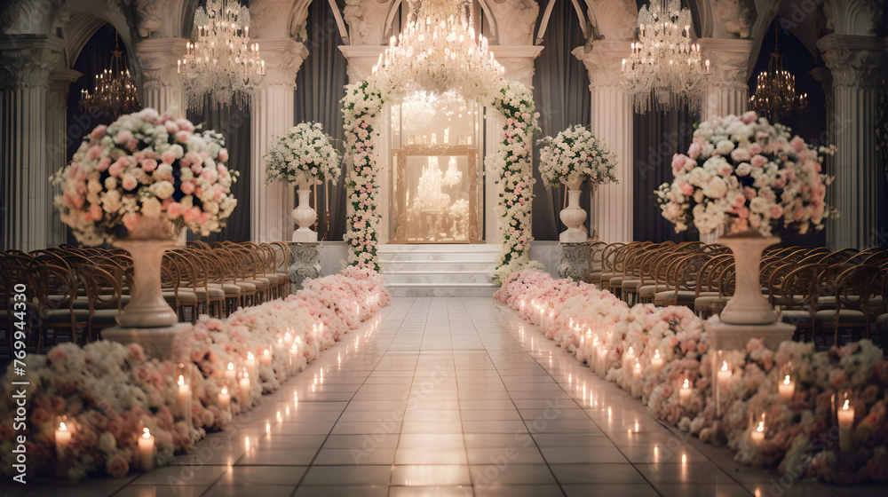 The Grandeur of Golden Glow: A Captivating Image from a Luxurious GG Wedding Ceremony - obrazy, fototapety, plakaty 