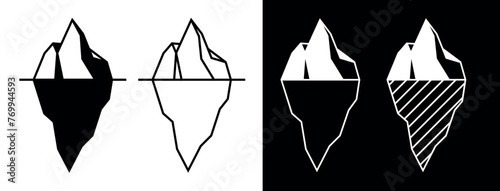 Iceberg icon. A piece of ice in the ocean or sea. Symbol of cold, ice floe or ice.