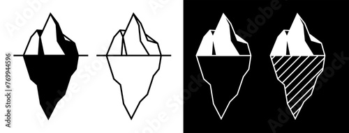 Iceberg icon. A piece of ice in the ocean or sea. Symbol of cold, ice floe or ice.