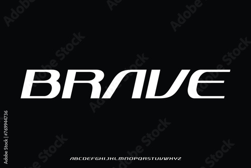 Modern slant sporty alphabet display font vector. Decorative speed typeface