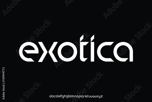 Modern decorative exotica alphabet display font vector. Creative sharp typeface