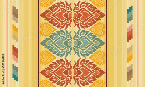 Navajo tribal vector pattern. Native American ornament. Ethnic South Western decor style. Boho geometric ornament.Ikat floral paisley embroidery blanket, rug. Woven carpet