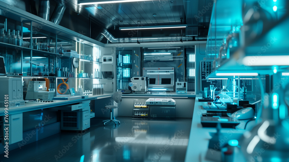 State-of-the-art lab boasting advanced robotics and cutting-edge technology. Nowoczesne laboratorium chlubiące się zaawansowaną robotyką i najnowszą technologią. state-of-the-art, advance State-of-the-art lab boasting advanced robotics and cutting-edge technology. Nowoczesne laboratorium chlubiące się zaawansowaną robotyką i najnowszą technologią. state-of-the-art, advance