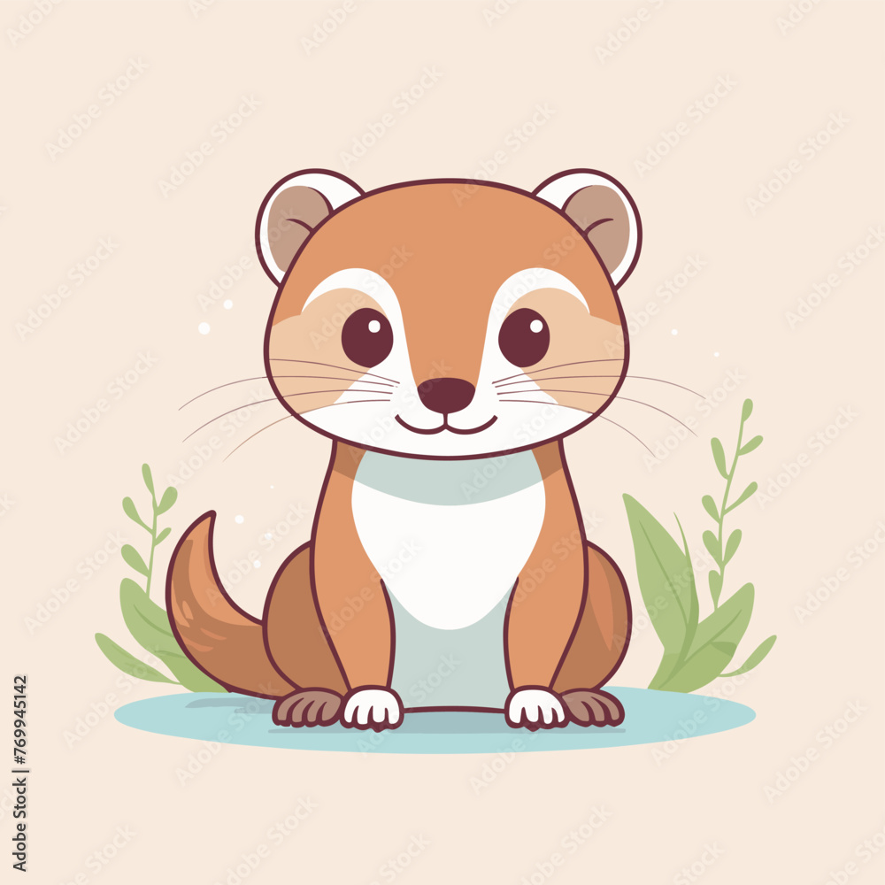 Weasel simple style flat cartoon illustration vector design Weasel simple style flat cartoon illustration vector design