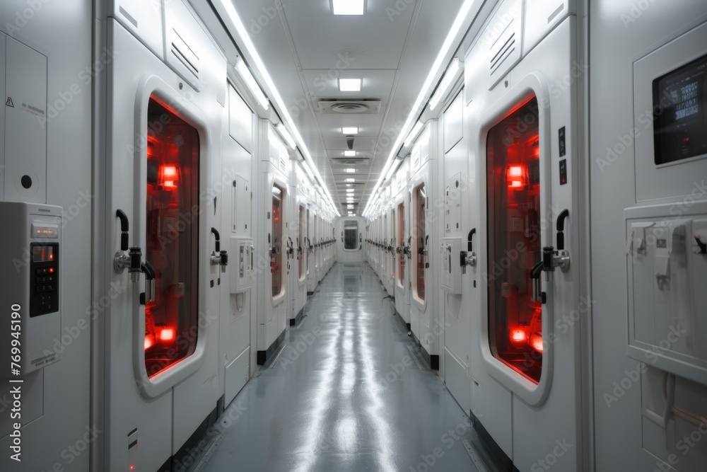 Modular Treatment Pods in modern hospital. Adaptable spaces for medical procedures and patients comfort Modular Treatment Pods in modern hospital. Adaptable spaces for medical procedures and patients comfort