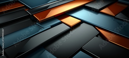 Dark background with colored 3D rectangles of different sizes