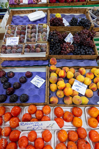Fresh fruits to sale at the municipal market of Braganca Paulista, interior of Sao Paulo state, Brazil. © Casa.da.Photo
