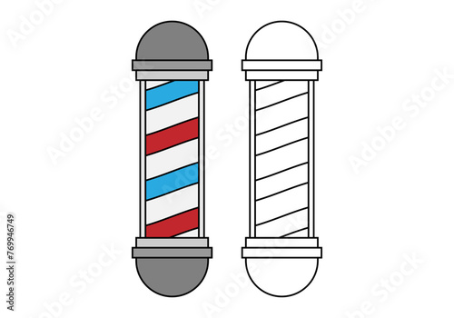 Icono de cilindro de barbería antigua en fondo blanco.