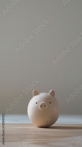 A Korean-style wooden toy pig in a charming, handcrafted design. Small wooden pig with a unique appearance. Ideal toy for collector or decoration.