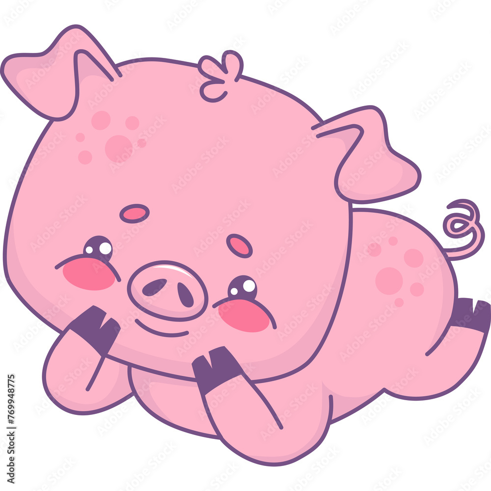 Naklejka premium Funny pig resting