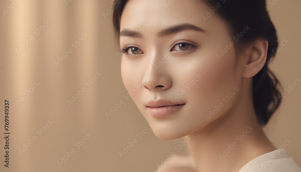 Beauty face. europe Woman with natural makeup and healthy skin portrait. Beautiful asian girl model Beauty face. europe Woman with natural makeup and healthy skin portrait. Beautiful asian girl model