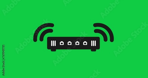 Wi Fi Router Signal Waves Animation. 4K High Quality Green Screen Video.	