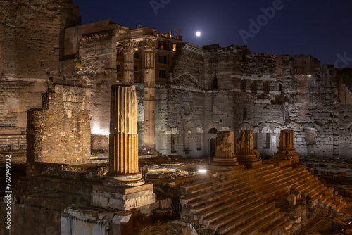 Roman Forum in Rome, Italy at night.