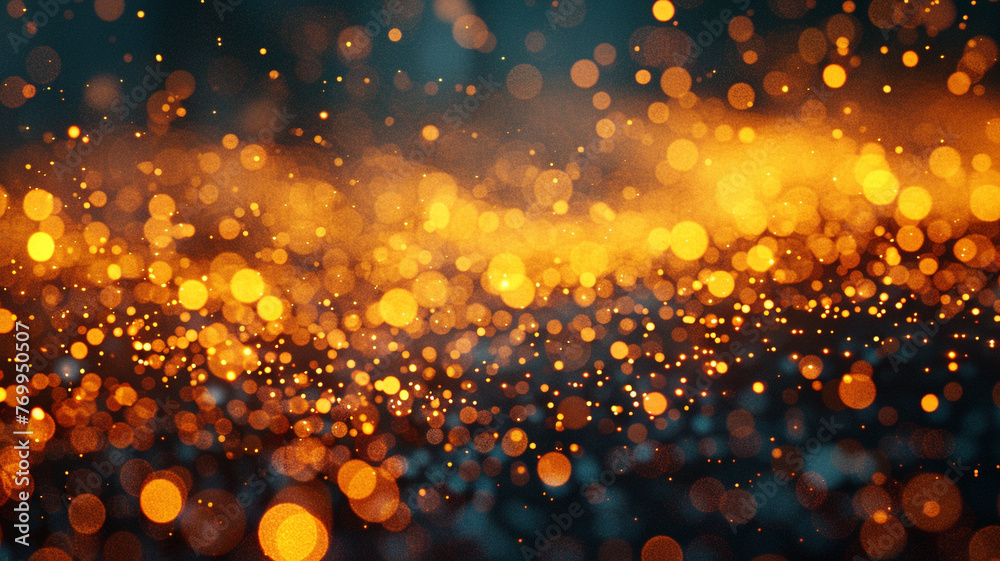 A spectacle of amber particles, each glowing warmly like a flicker of fire against the night. The depth of field adds a cozy, inviting touch to the scene, evoking feelings of comfort and nostalgia.