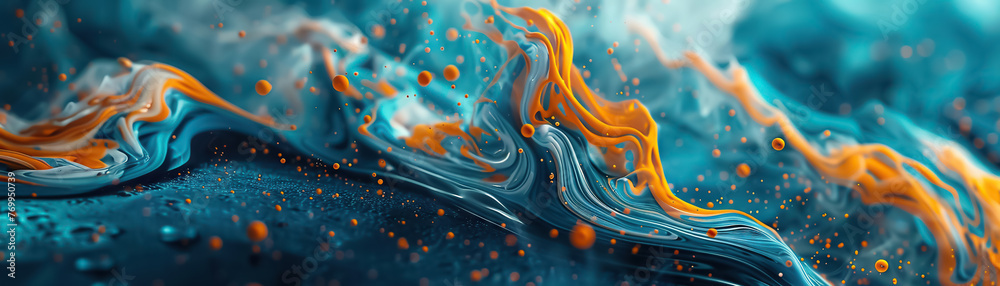 A 4K abstract wallpaper, vibrant teal-orange hues blend with creative shapes, offering a modern artistic background stimulating imagination, super realistic - obrazy, fototapety, plakaty 