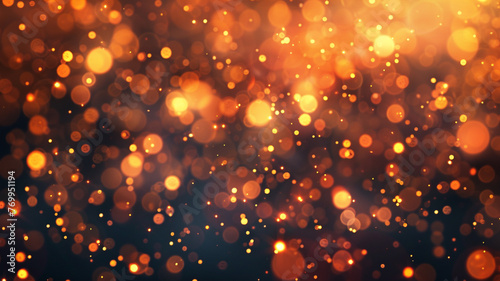 A vibrant spectacle of tangerine orange particles floating in the air, glowing like tiny suns against the night. The scene's depth and the bokeh effect make 