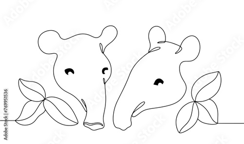 Pair of tapirs in leaves