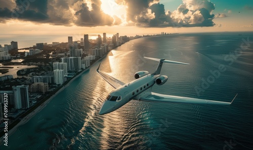 A luxury private jet flying...