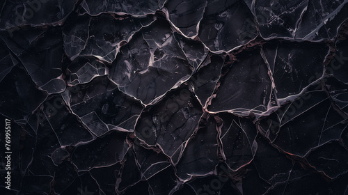 Realistic glass background with a cracked effect, creating an intriguing pattern and texture in a very dark color photo